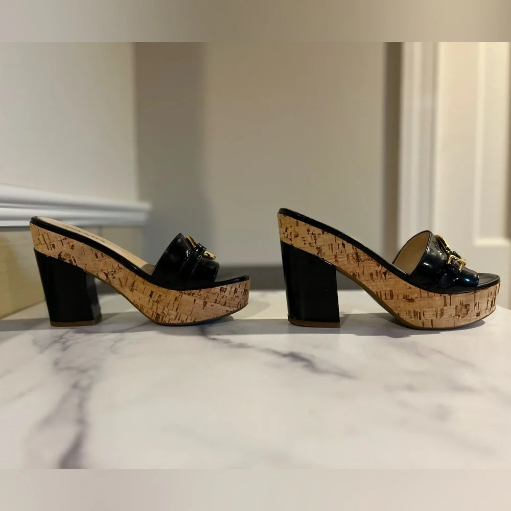 Prada Cork Platform Horsebit Patent Leather Slides 37 - Picture 10 of 10